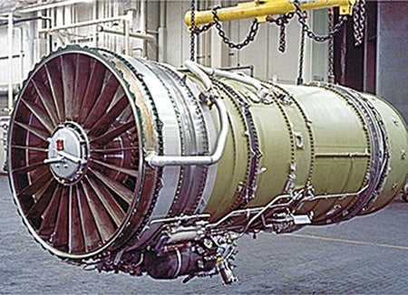 7. Like father, like son. This Pratt & Whitney JT8D aircraft engine, popular with airlines, is the forerunner of the FT8 Swiftpac for stationary power generation. Courtesy: Pratt & Whitney 