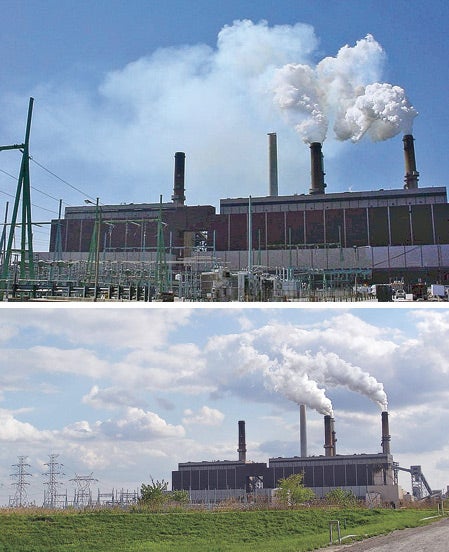 5.	Before and after. The same Midwestern power plant before (top) and after installation of SBS Injection technology, in April 2005. Courtesy: Codan Development LLC?