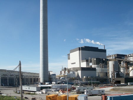 5. All the add-ons. Air quality control systems include a selective catalytic reduction unit, three spray dryer-absorbers, a pulse-jet filter train, and a tall stack. Courtesy: Hitachi America Ltd.