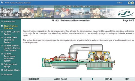 2.	Training on demand. General Physics&rsquo; web-based training curriculum begins with the fundamentals and progresses to advanced, specific topics, such as steam turbine auxiliaries. Courtesy: Minnesota Power