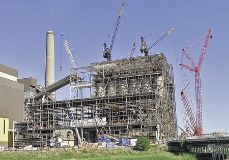 4. Raise the roof. Erection of the boiler and steel frame nearing completion. Courtesy: Hitachi