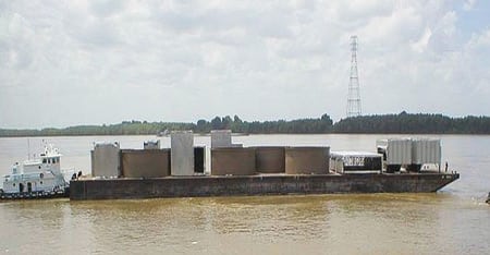 9. Barging in. Many large components were delivered by barge to the plant site. Source: Hitachi America Ltd.