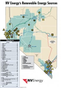 3.Renewables footprint. This map shows NV Energy’s renewable energy sources, by development stage, as of July 23, 2015. Courtesy: NV Energy