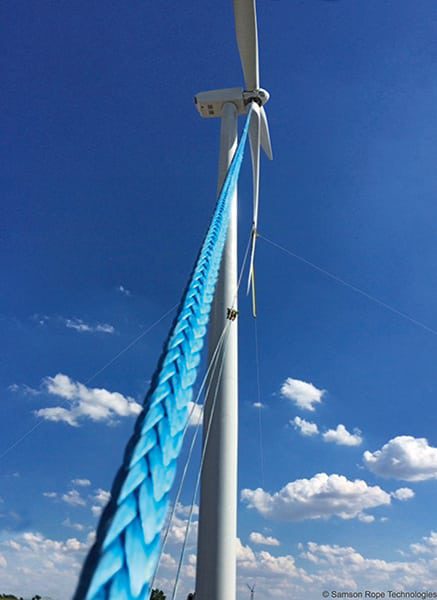 High-Performance Synthetic Rope Allows Craneless Wind Turbine Blade Replacement
