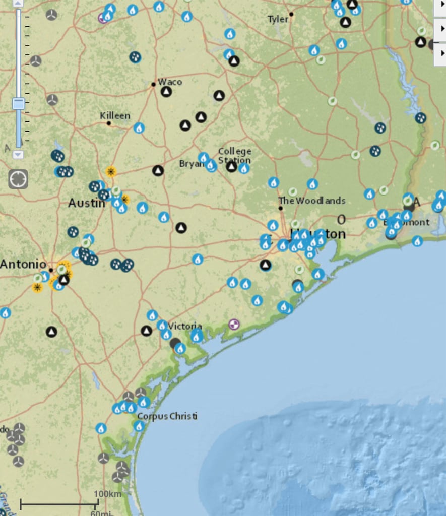 Power plants in Harvey’s direct footprint as of August 25, 2017. Source: https://www.eia.gov/special/disruptions/