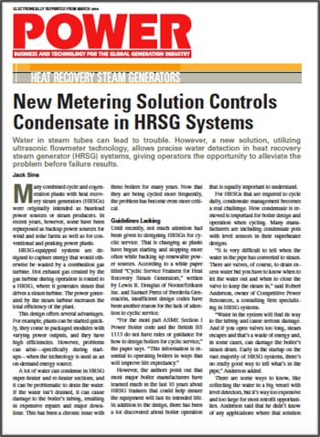 Flexim – New Metering Solution Controls Condensate in HRSG Systems
