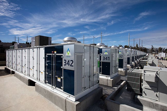 SGD&E's 30-MW, 120-MWh system unveiled in February 2017 in Escondido, California, was supplied by AES Energy Storage. The facility was part of an expedited response by the state and the California Public Utilities Commission to the loss of the Aliso Canyon natural gas storage facility north of Los Angeles in 2016. Courtesy: AES Energy Storage