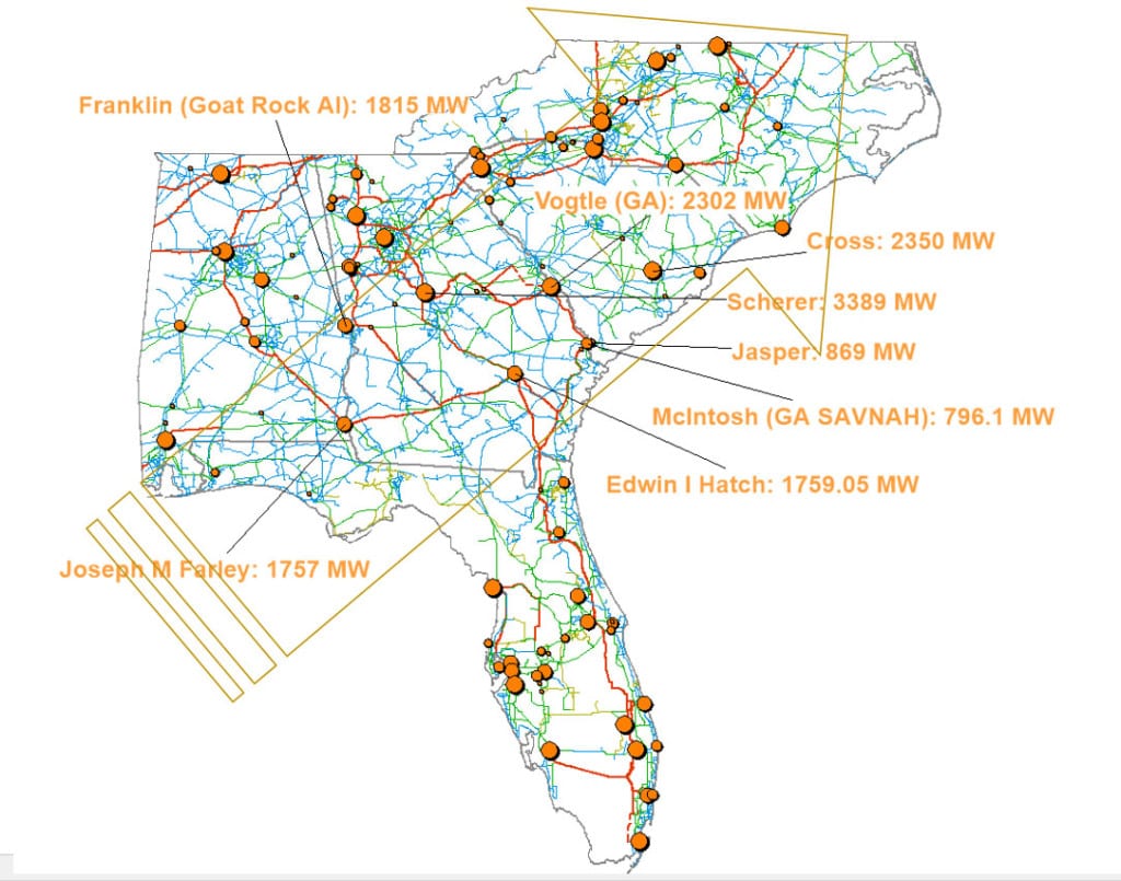 Major electric grid infrastructure in path of Hurricane Michael Source: ABB Velocity Suite, 2018