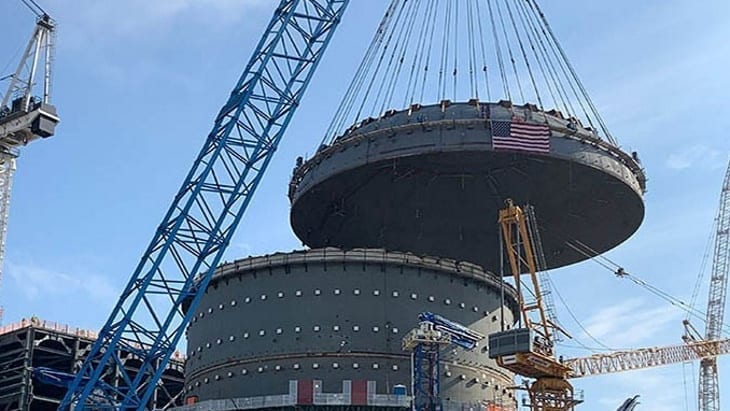 Unit 4 Top Head for Containment Vessel in Place at Vogtle