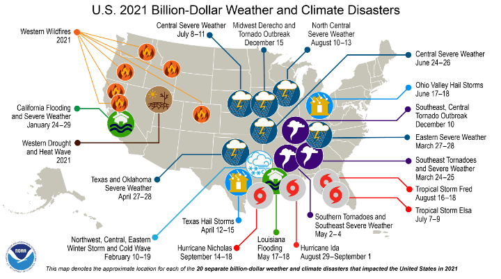 20 ‘Billion-Dollar Weather and Climate Disasters’ Hit U.S. in 2021
