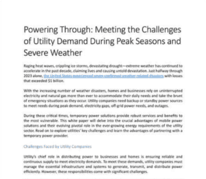 Powering Through: Meeting the Challenges of Utility Demand During Peak Seasons and Severe Weather