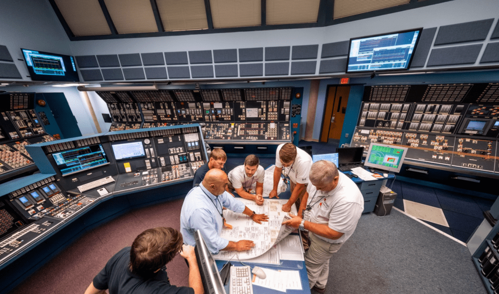 In recent years, Grand Gulf’s workforce has achieved the highest status in the U.S. Nuclear Regulatory Commission’s overall performance matrix, set all-time station records for gross and net generation in megawatt-hours, and received a license extension from the NRC to operate through 2044. This photo shows a highly-trained team of nuclear professionals working to safely produce clean, sustainable, reliable, carbon-free electricity at Grand Gulf Nuclear Station. Courtesy: Entergy