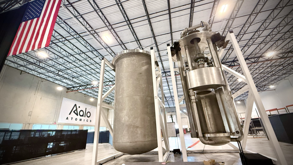 On April 8, 2025, Austin-based startup Aalo Atomics unveiled the first non-nuclear prototype of its Aalo-1 reactor alongside the opening of its new 40,000-square-foot manufacturing facility in Austin, Texas. The prototype demonstrates the company’s “XMR” (extra modular reactor) design—purpose-built to supply fast, reliable, and carbon-free power for AI and data centers. Company officials said the prototype marks a critical milestone toward validating manufacturability, modularity, and integration of the Aalo Pod, a 50-MWe plant that scales to gigawatts, ahead of first nuclear deployment targeted for 2026. Courtesy: Aalo Atomics