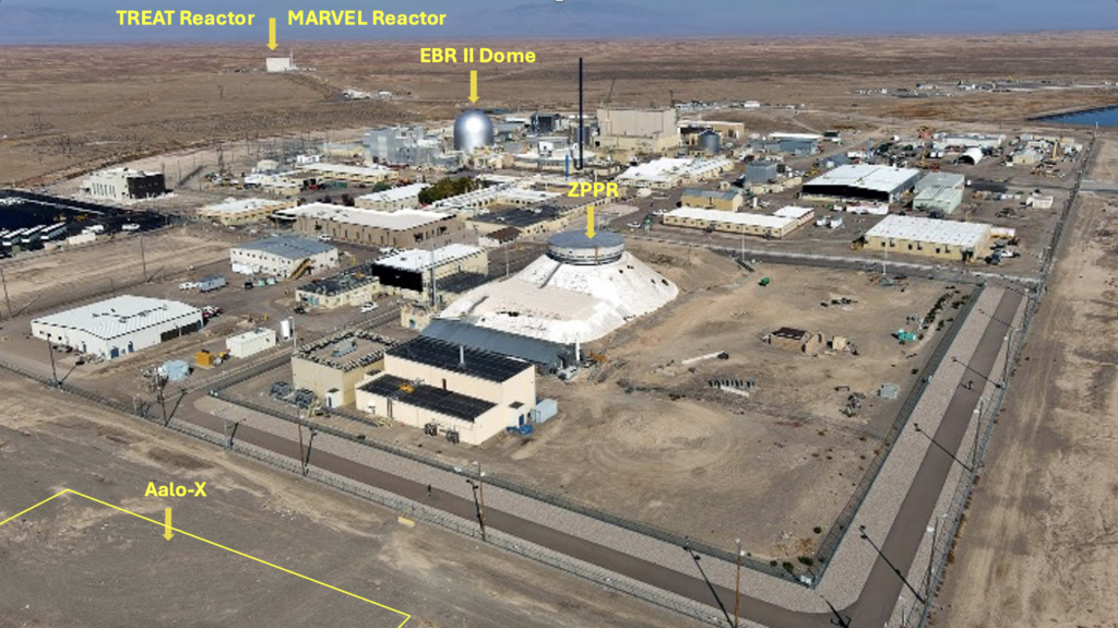 Planned site for Aalo Atomics’ Aalo-X microreactor at Idaho National Laboratory (INL). Under DOE’s new Nuclear Reactor Pilot Program, the Austin-based firm will sponsor, design, and co-operate the project with INL as design authority and co-operator, while DOE serves as authorization body. The Aalo-X is slated to demonstrate cold criticality in July 2026. Aalo is also planning an experimental data center next to the reactor, marking the first time a nuclear plant and data center are built together—a potential model for gigawatt-scale deployments in the future. Courtesy: Aalo Atomics