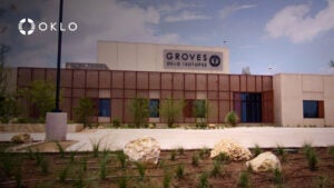 Groves Isotope Test Reactor facility in Lockhart, Texas. Oklo said Groves reached first criticality at 9:19 p.m. ET Aug. 5 under DOE authorization through the Reactor Pilot Program, becoming the first reactor under the program to achieve criticality on private land. Courtesy: Oklo Inc.
