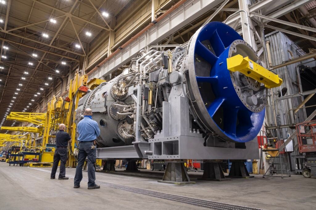 Gas turbine at GE Vernova’s Greenville, South Carolina, manufacturing facility